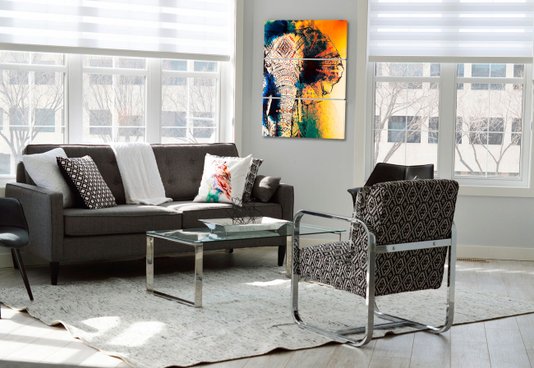 Conjunto de 3 Quadros Telas Decorativas Desenho Elefante