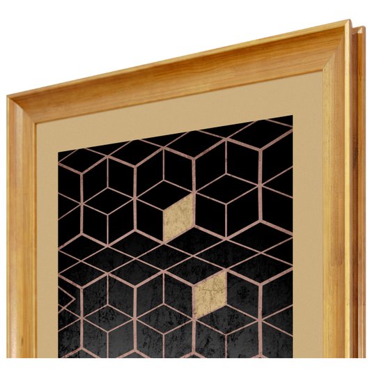 Quadro Abstrato Decor Geométrico Preto e Dourado II 70x90cm