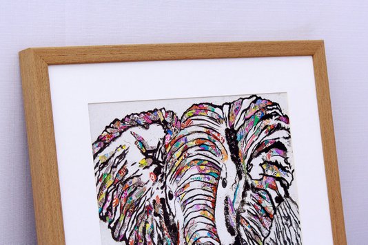 Quadro Decorativo Ilustração Elefante Colorido 40x40cm