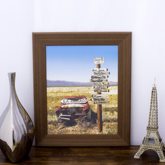 Quadro Decorativo Carro Abandonado Route 66 - 50x60cm