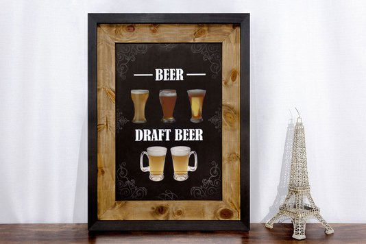 Quadro Decorativo de Cerveja Rústico Beer, Draft Beer 70x90cm