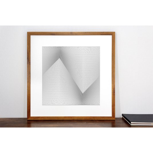 Quadro Decorativo Geométrico com Moldura Rústica Arte Desenho a Lápis