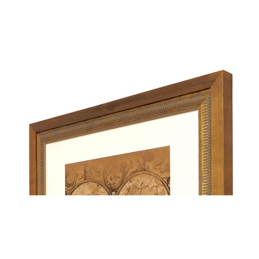 Quadro Decorativo Mapa Mundi Envelhecido com Moldura Dupla 60x50cm