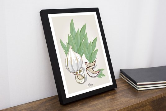 Quadro Decorativo para Cozinha Cabeça de Alho 30x40cm