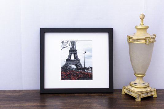 Quadro Decorativo em Preto e Branco Torre Eiffel Paris 40x40cm