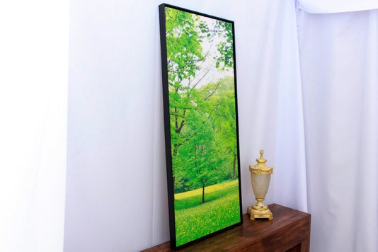 Kit de Telas Decorativas com Moldura Parque com Árvores Floridas Kit com 3 quadros 58x133cm