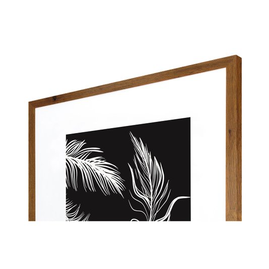 Quadro Decorativo com Moldura Rústica Silhueta Penas Brancas II 50x50cm