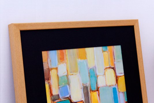 Quadro Decorativo Abstrato Colorido com Moldura Rústica 45x45cm