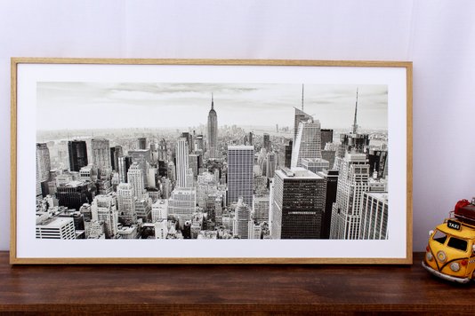 Quadro Decorativo em Preto e Branco Empire State Building em Nova York 100x50cm