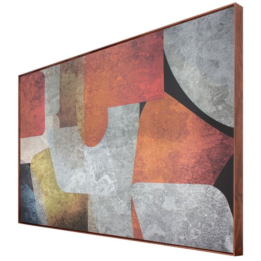 Quadro Tela Abstrata Colorida Com Moldura Na Cor Mel 170x110cm