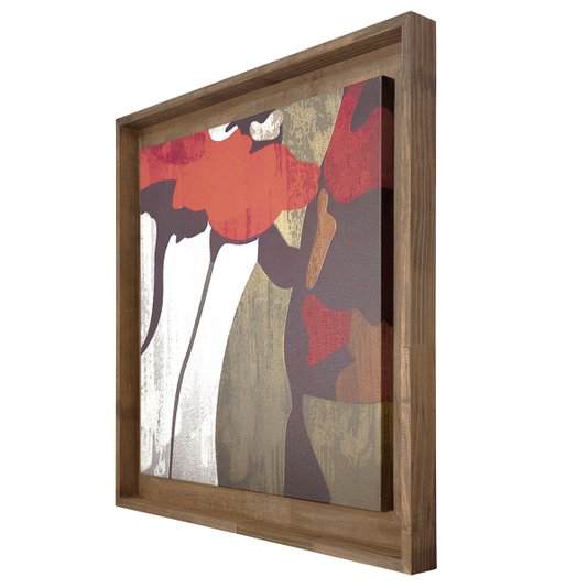 Quadro Decorativo Grande Tela Floral com Moldura Rústica 90x90cm