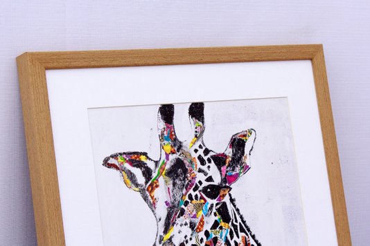 Quadro Decorativo Ilustração Girafa Colorida 40x40cm