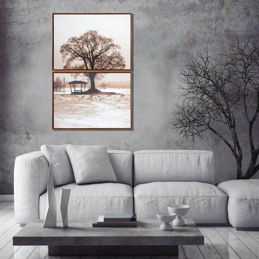 Conjunto de Quadros Telas Decorativas Paisagem de Campo Kit com 2 Quadros de 70x50cm