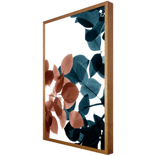 Quadro Decorativo Folhas Azuis e Marrons: Beleza Natural para sua Casa