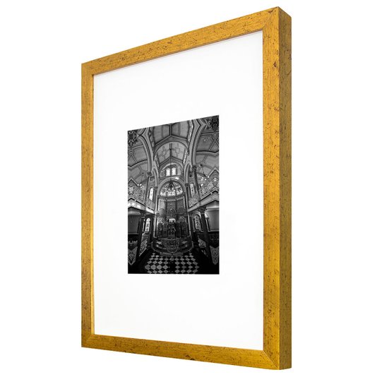Quadro Decorativo com Moldura Dourada Sinagoga Igreja Judaica 30x40cm