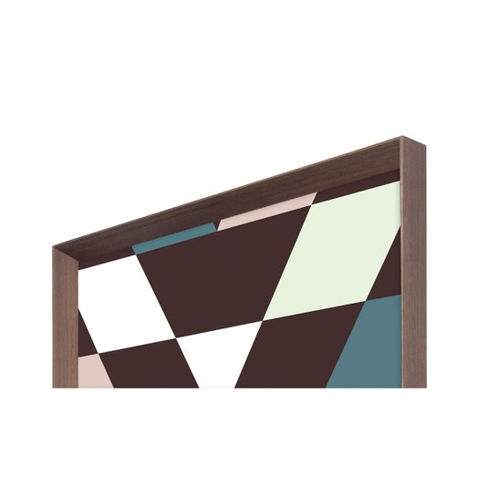 Quadro Decorativo Arte Geométrica com Moldura Marrom Chanfrada 75x75cm