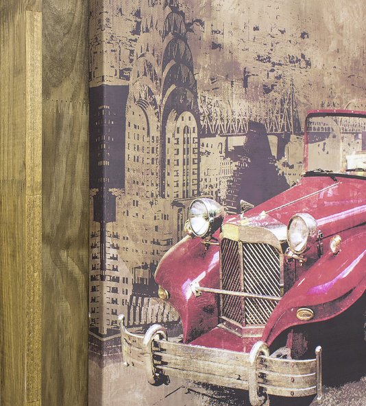 Quadro Decorativo Carro Antigo Vermelho Tela Emoldurada 80x80cm