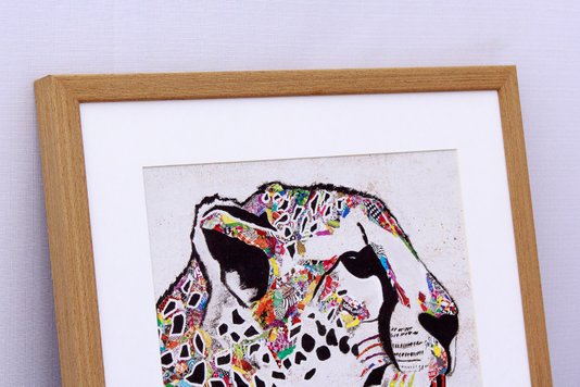 Quadro Decorativo Ilustração Onça Colorida 40x40cm
