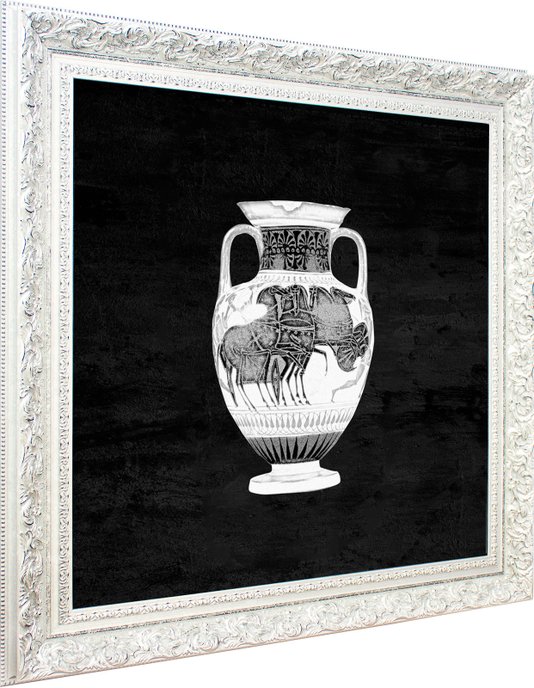Quadro Decorativo com Moldura Prata Ânfora 100x100cm