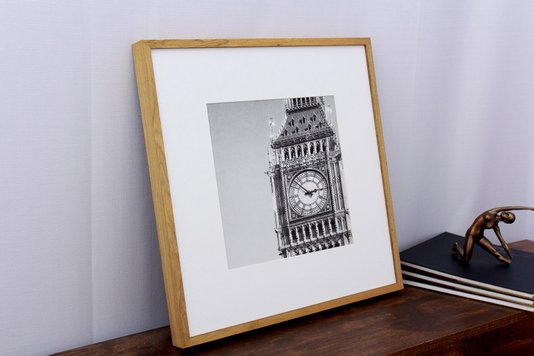 Quadro Decorativo com Moldura na Cor Carvalho Torre Big Ben Londres Inglaterra 50x50cm