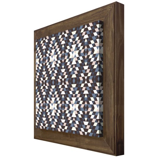 Quadro Grande Tela Decorativa Abstrata com Moldura Rústica 80x80cm
