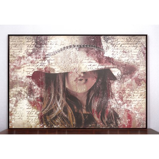 Quadro Tela Arte Moderna Mulher em Fundo Abstrato 150x100cm