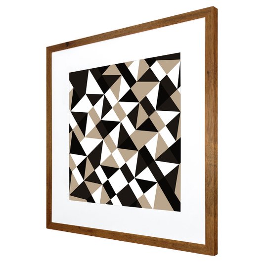 Quadro Decorativo com Moldura Rústica Arte Geométrica Colorida II 70x70cm