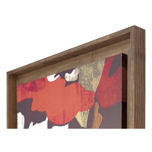 Quadro Decorativo Grande Tela Floral com Moldura Rústica 90x90cm