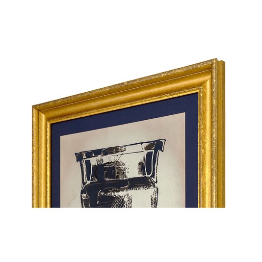 Quadro com Moldura Alto Padrão Dourada Ilustração Ânfora 80x80cm