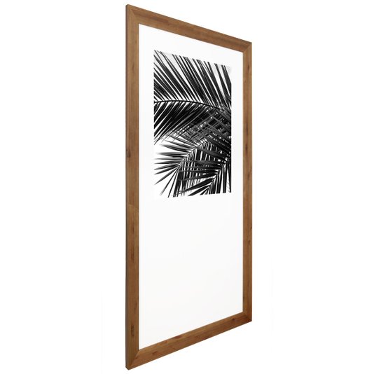 Quadro Decorativo com Moldura Rústica Tropical Folhas de Palmeira 90x170cm