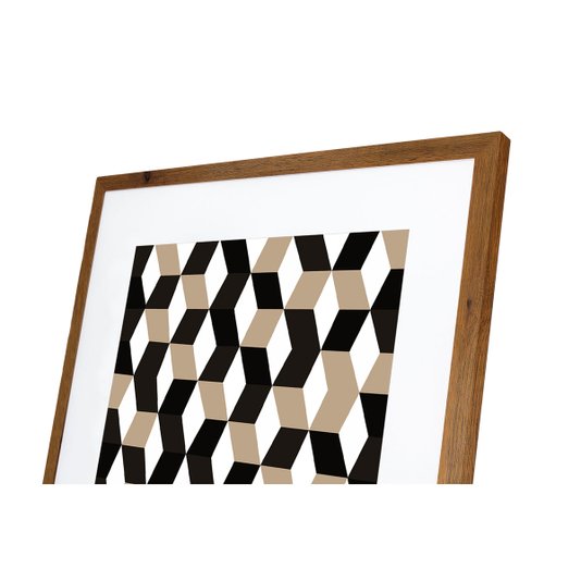 Quadro Decorativo com Moldura Rústica Arte Geométrica Colorida 70x70cm