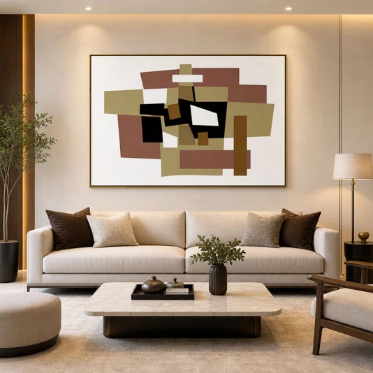 Quadro Decorativo em Canvas com Moldura Dourada Tela Abstrata Arte Moderna 180x120 cm