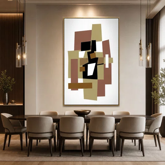 Quadro Decorativo em Canvas com Moldura Dourada Tela Abstrata Arte Moderna 180x120 cm
