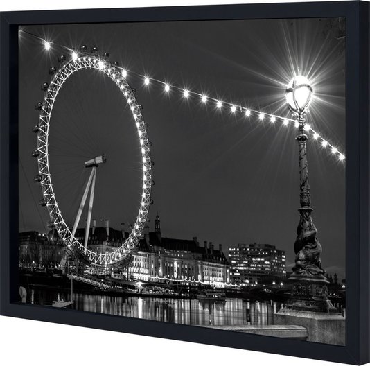 Quadro Imagem com Moldura e Vidro Roda Gigante Londres 90x60cm