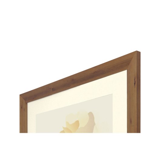 Quadro Decorativo Floral Flores Cor Bege com Moldura Rústica 100x100cm