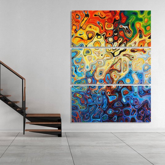 Conjunto de 3 Quadros Tela Canvas Arte Abstrata 170x240cm