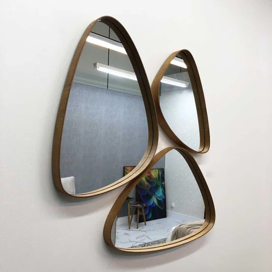 Conjunto de Espelhos Orgânicos Borda Avançada Design Moderno e Sofisticado