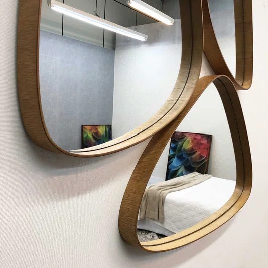 Conjunto de Espelhos Orgânicos Borda Avançada Design Moderno e Sofisticado