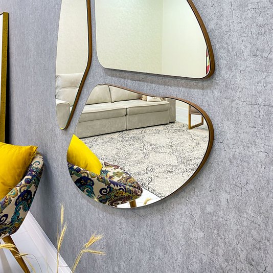 Conjunto de Espelhos Orgânicos Borda Infinita: Estilo e Ampliação Visual 115x115 cm