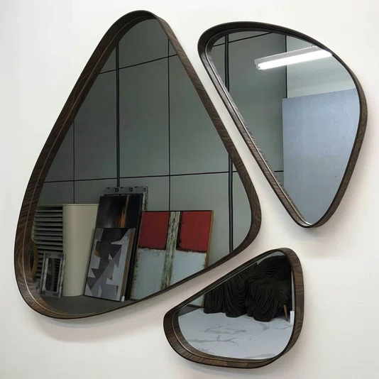 Conjunto de Espelhos Orgânicos Design Exclusivo e Moderno com Borda Avançada