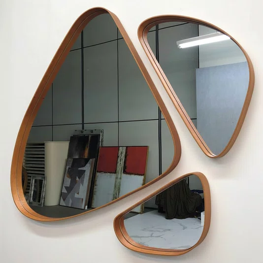 Conjunto de Espelhos Orgânicos Design Exclusivo e Moderno com Borda Avançada