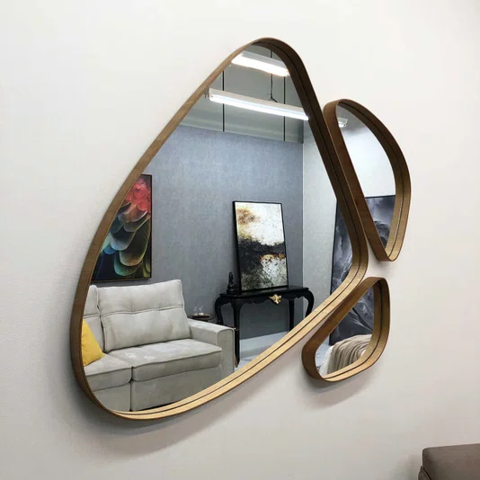 Conjunto de Espelhos Orgânicos Design Exclusivo e Moderno com Borda Avançada