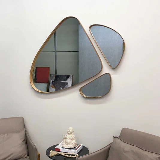 Conjunto de Espelhos Orgânicos Design Exclusivo e Moderno com Borda Avançada