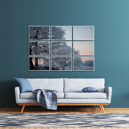 Conjunto de Quadros Árvores no Inverno Kit com 9 Quadros