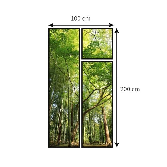 Conjunto de Quadros Floresta Verde Kit com 3 Quadros 110x200cm