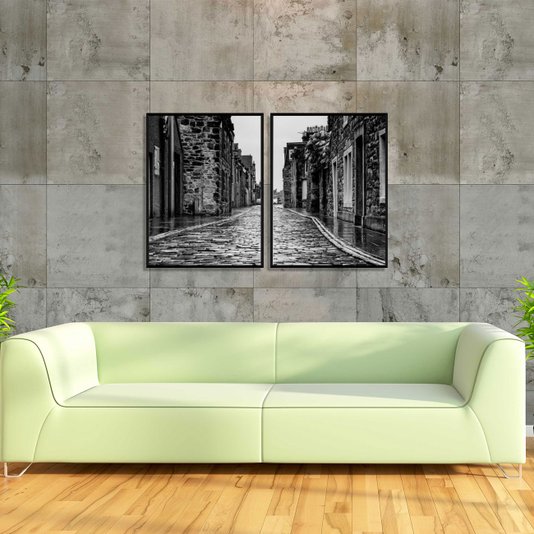 Conjunto de Quadros Rua de Pedra Kit com 2 Quadros de 60x80 cm