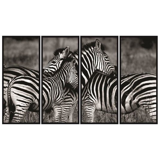 Conjunto de Quadros Décor Zebras 160x100 cm Kit com 4 Quadros
