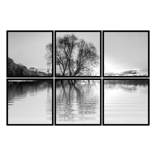 Conjunto de Quadros em Preto e Branco Kit com 6 Quadros de 57x57cm