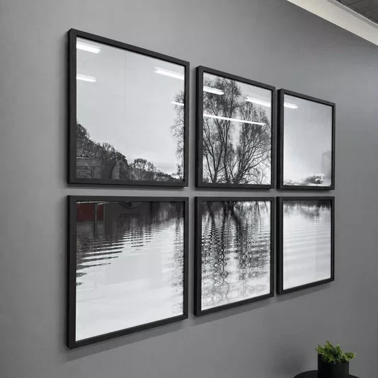 Conjunto de Quadros em Preto e Branco Kit com 6 Quadros de 57x57cm