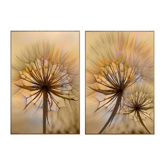 Conjunto de Quadros Flor Dente de Leão Kit com 2 Quadros de 100x150 cm